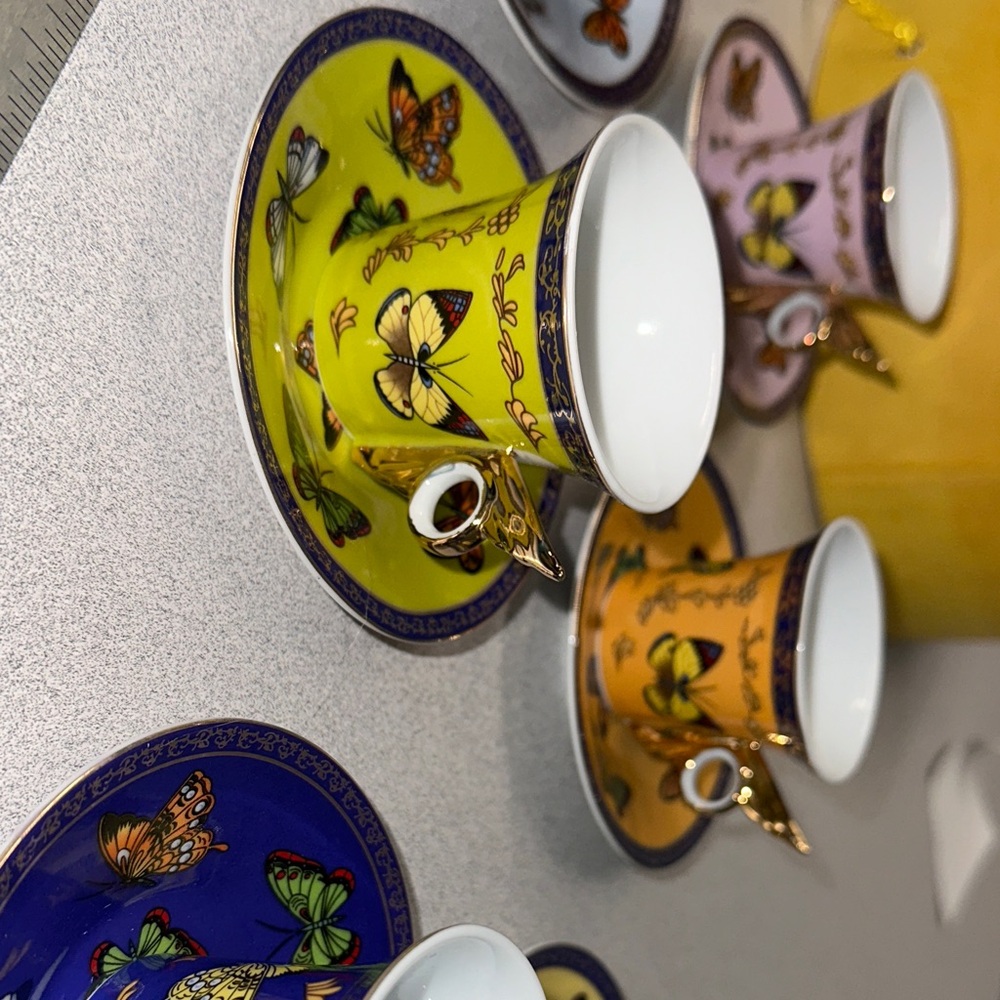 NWT Classic coffee and tea, butterfly  Pattern tea Set in Multicolor - Picture 5 of 7
